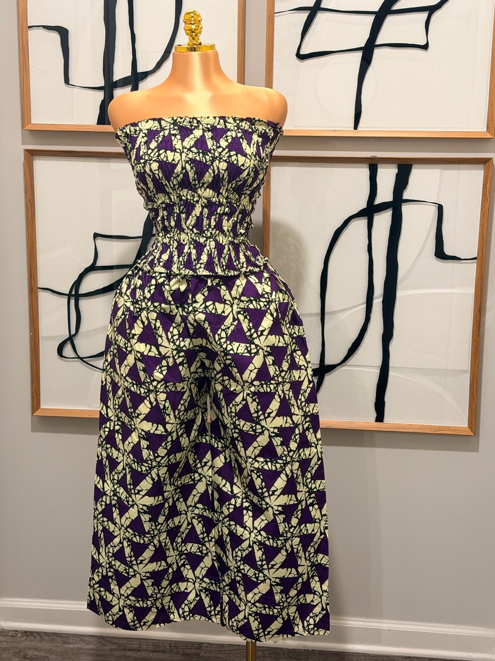 Nigerian Ankara Wide-Leg jort set, one size fits 8-14